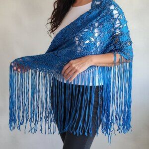 Handmade 100% Silk Triangle Wrap, Deep Teal, Crafted by Artisans in Panama